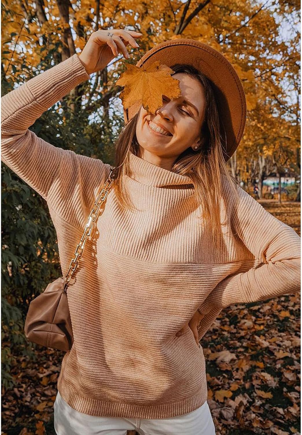 CHICWISH Women's Linen/White/Grey Cozy Ribbed Long Sleeve Turtleneck Knit Top Pullover Sweater - Image 8