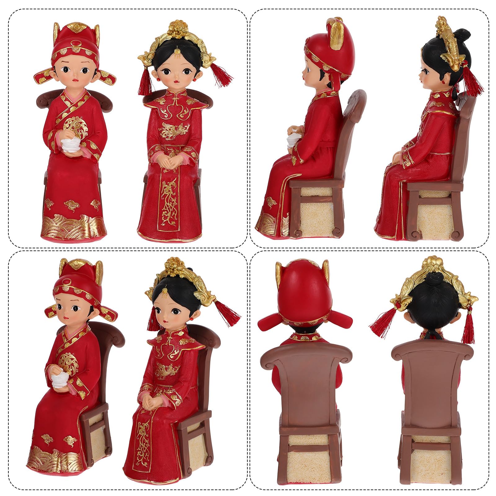 LALAFINA Hochzeitspaar Figuren aus Kunstharz als Tortenaufsatz und Tischdekoration für Hochzeitsfeier im Chinesischen Stil in Verschiedenen Farben