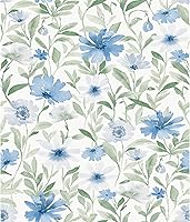 Vista 2 de RoomMates RMK12634PL - Papel tapiz para despegar y pegar con diseño de flores azules