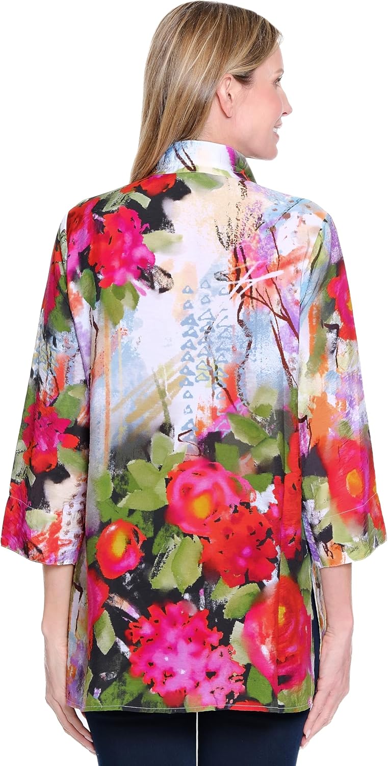 Ali Miles womens Woven Button Front Tunic for Women - Image 2