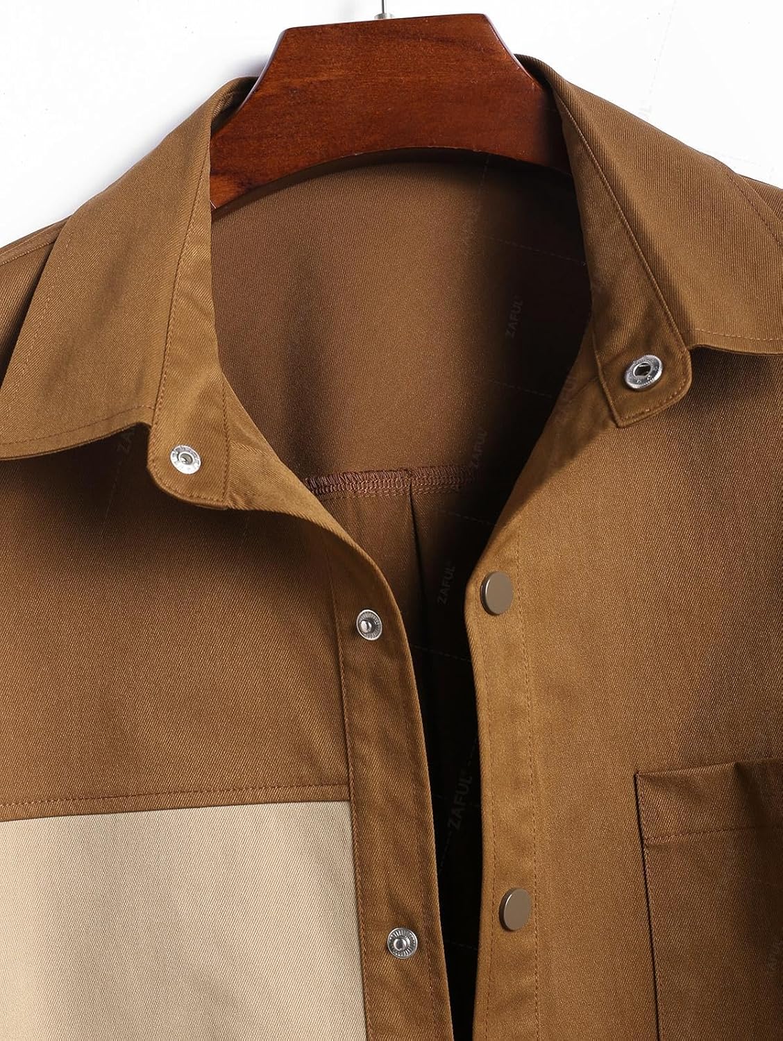 ZAFUL Men's Solid Color Flap Pocket Single Breasted Woolen Blend Coat Turn Down Collar Long Sleeve Jacket - Image 4