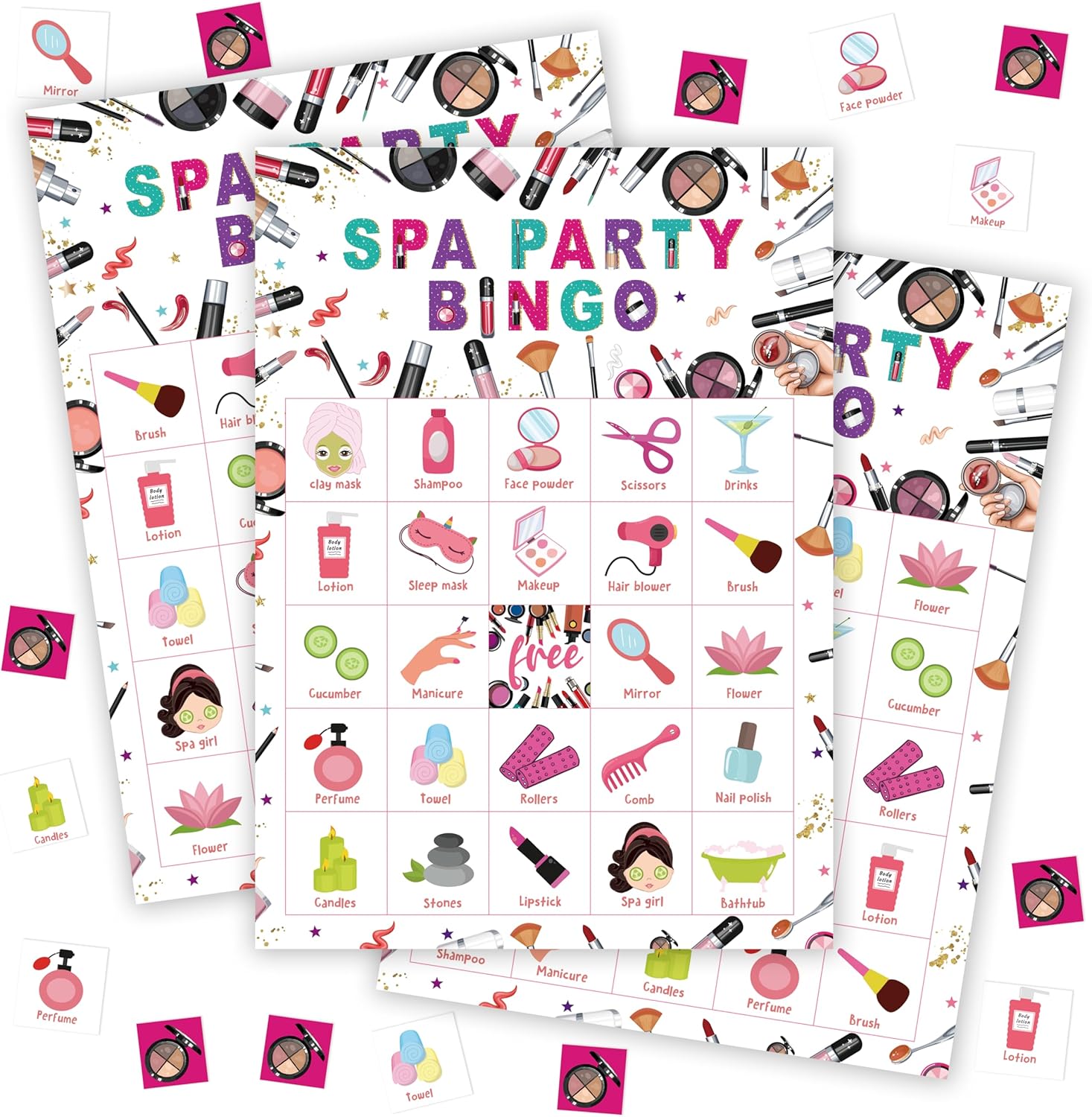 Spa Party Bingo Games For Adults, Beauty Sleepover Party Bingo Game Set, Slumber Game Bingo Cards, Spa Day Party Bingo Favors For Friend Besties, Pajama Makeup Party Activity Game Decor & Supplies -14