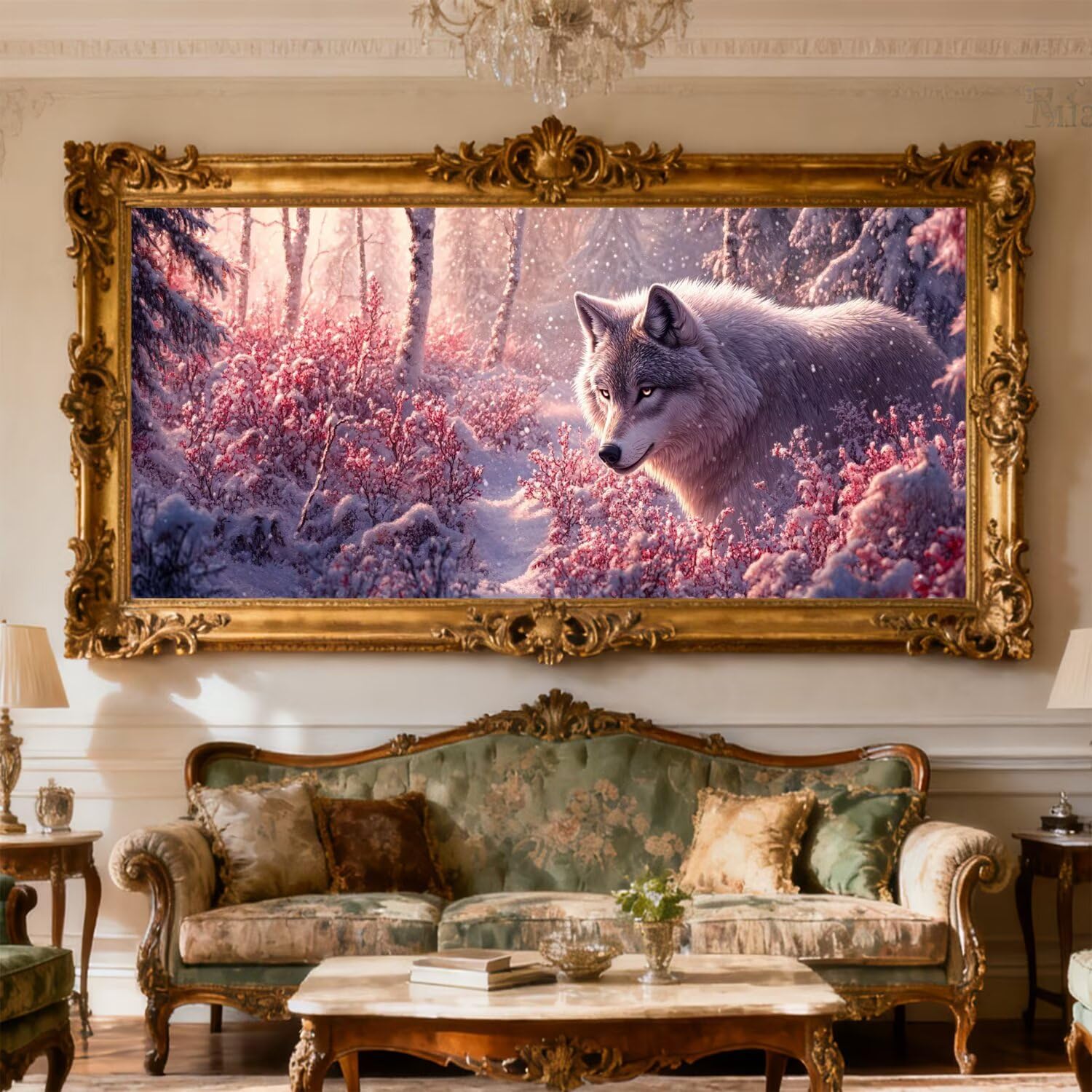 Obraz diamentowy wilk diamentowy pełny zestaw 190 x 80 cm diamentowe malowanie dziewczyna malować według numerów, DIY diamenty, kryształowa mozaika DIY malarstwo dla dorosłych, prezenty dekoracyjne