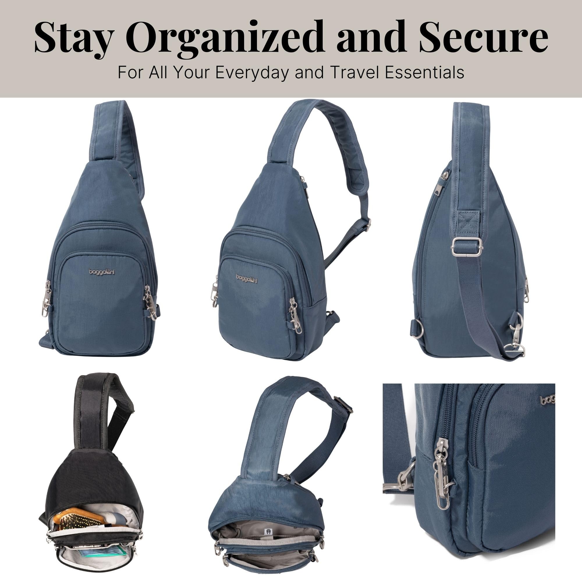 Baggallini - Securtex Anti-theft Daytripper Sling, Securtex - Cinghia antifurto Daytripper Donna