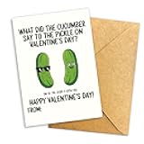 Podagree Funny Cucumber and Pickle Valentine’s Day Card from Kids or Friends, Cute Pun Joke Design, Humorous Greeting Card 8x5.3 Inch With Envelope
