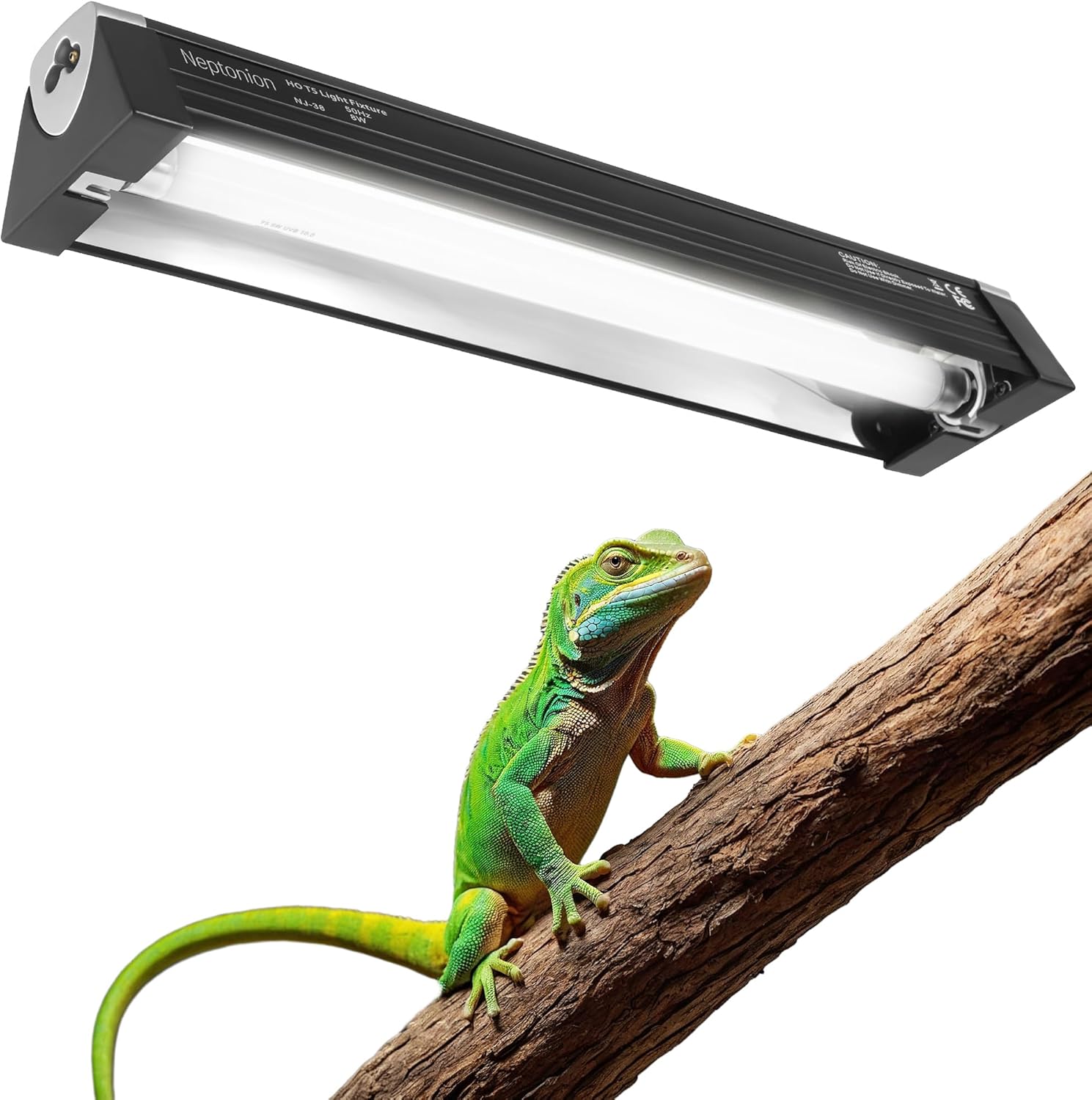 T5 Reptile UVB Light 12.5 Inches Fixture with UVB 5.0 Bulb High Output Hood for Terrariums, Basking Reptiles, Lizards, Chameleons, Iguanas, Bearded Dragons, 8W