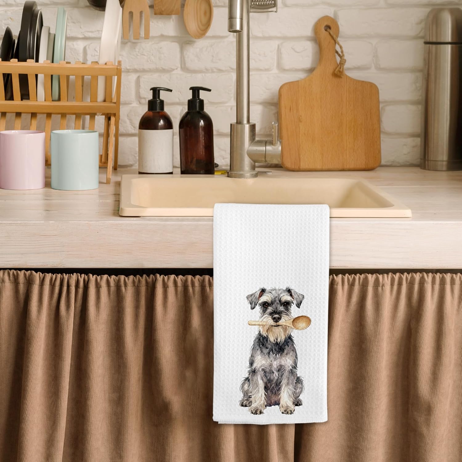 Funny Schnauzer Gifts Kitchen Towels, Mini Schnauzer Dog Gifts for Women Dog Lovers Hand Towels, Miniature Schnauzers Dish Tea Towel for Kitchen Accessories Decor, 16x24 Inch