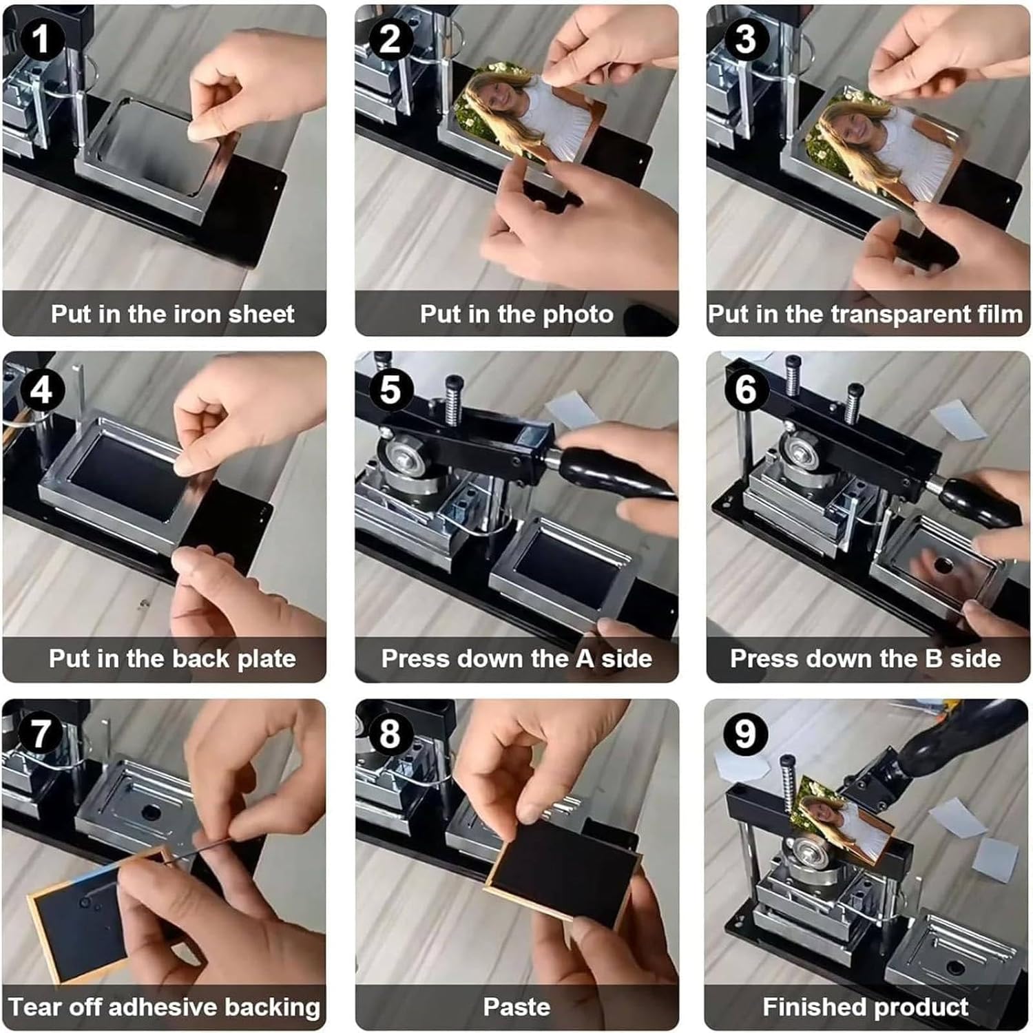 DIY Badge Maker Kit - Rectangle Fridge Magnet Set with Button Badge Machine, Paper Cutter & 100 Components - Perfect for Custom Badge Creation,80 * 53mm