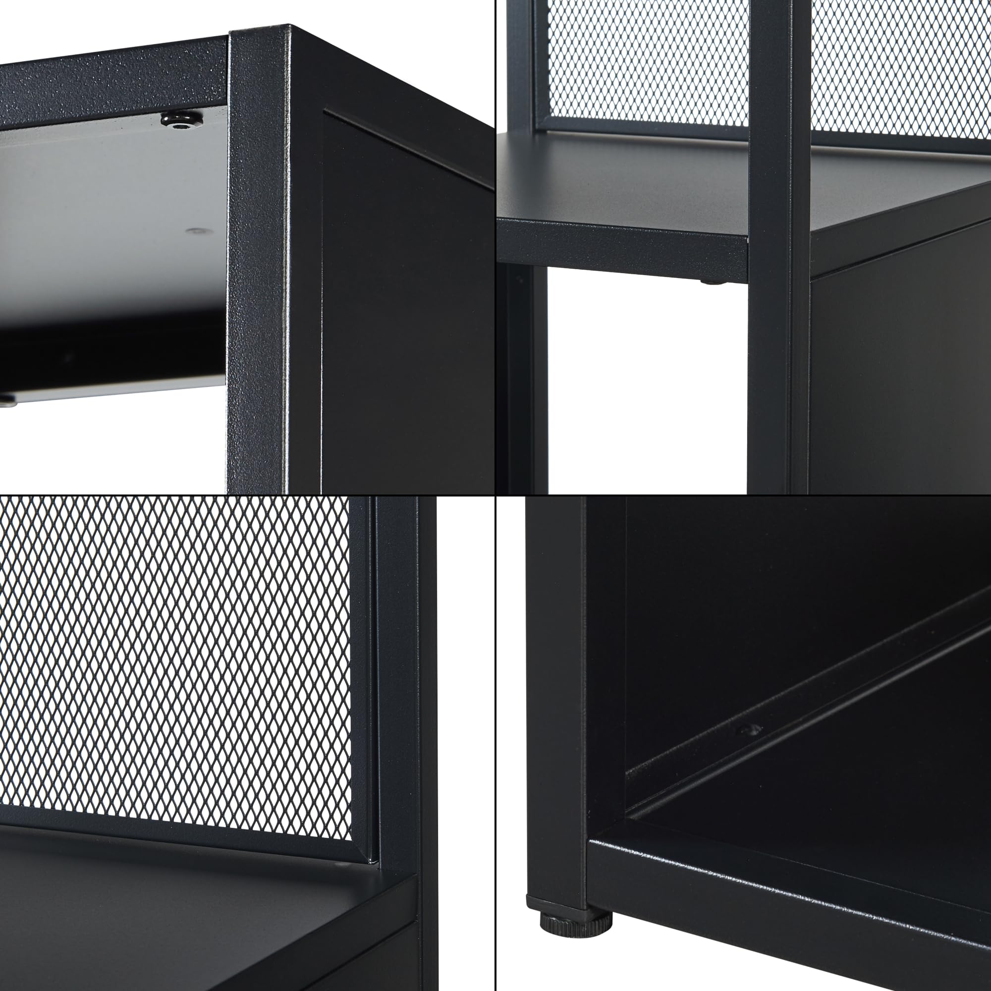 [en.casa] Scaffale da Terra Libreria in Acciaio con 5 Scomparti Aperti Mobile Espositore in Stile Industriale per Soggiorno Ufficio 185 x 38 x 38 cm - Nero Opaco
