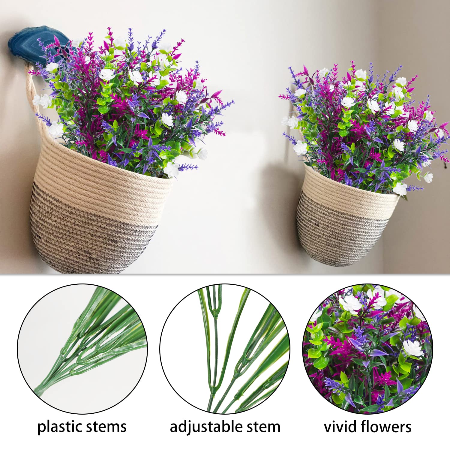 Uieke Piante Artificiali Da Esterno 6 Pezzi | Fiori Finti Gloria Mattutina Resistenti Ai Raggi UV | Arbusti In Plastica Per Giardino, Balcone E Fioriere | Altezza 34 Cm