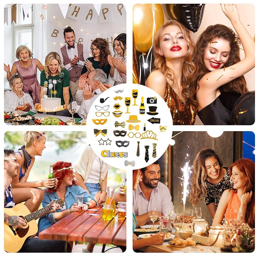 167-teiliges Fotobox Set - Lustige Party Requisiten Für Hochzeit, Geburtstag & Karneval