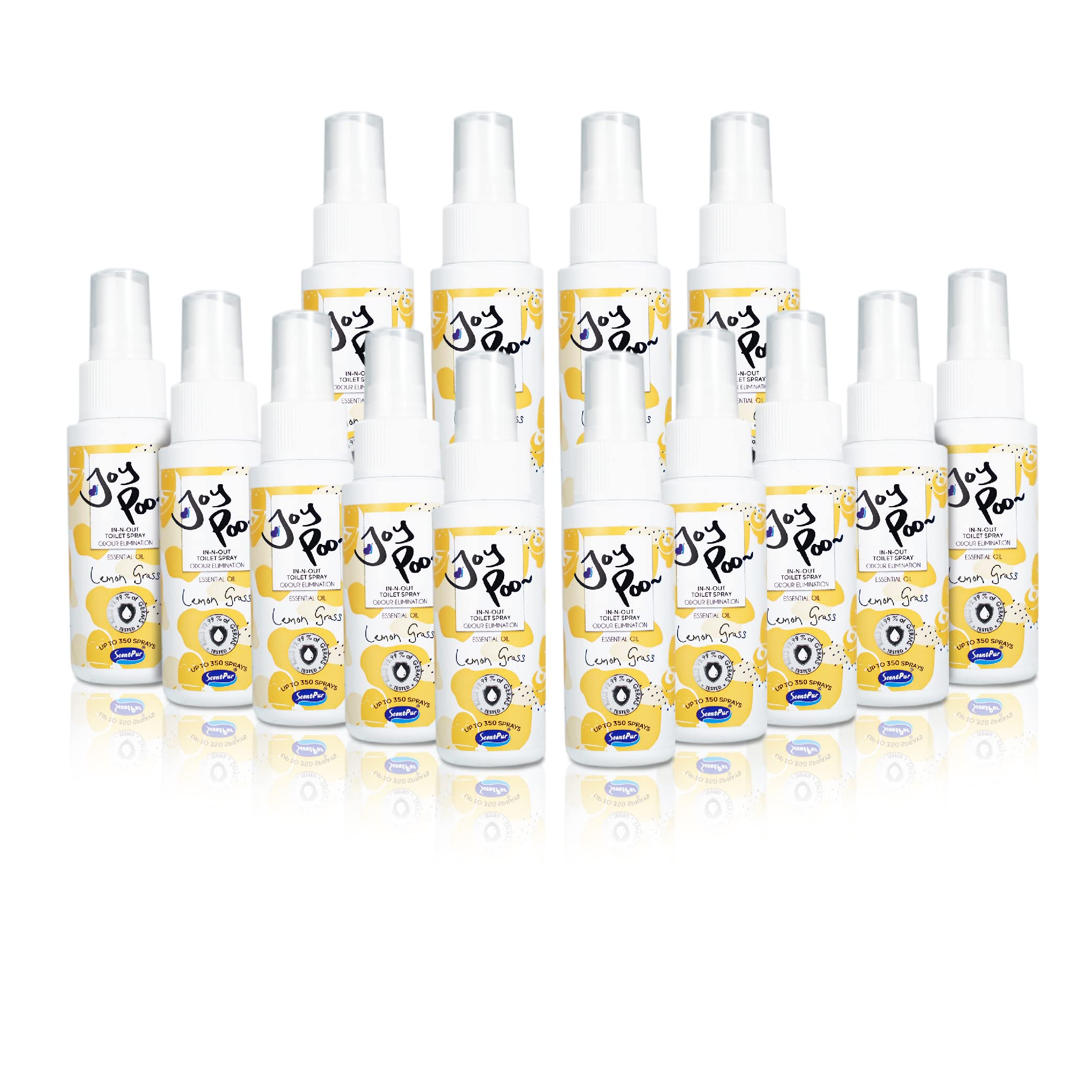 14x JoyPoo Natural Essential Oil Potty Toilet Odour (Lemon Grass), Smell Eliminator Spray 2oz/Bottle