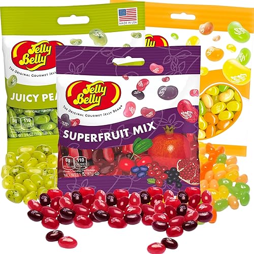 Miniatura 8 de Sweetzo Juicy Pear Gourmet Jelly Beans, caramelos clásicos con sabor a frutas, caramelos masticables en bolsa para compartir, paquete de 3, 3.5 onzas