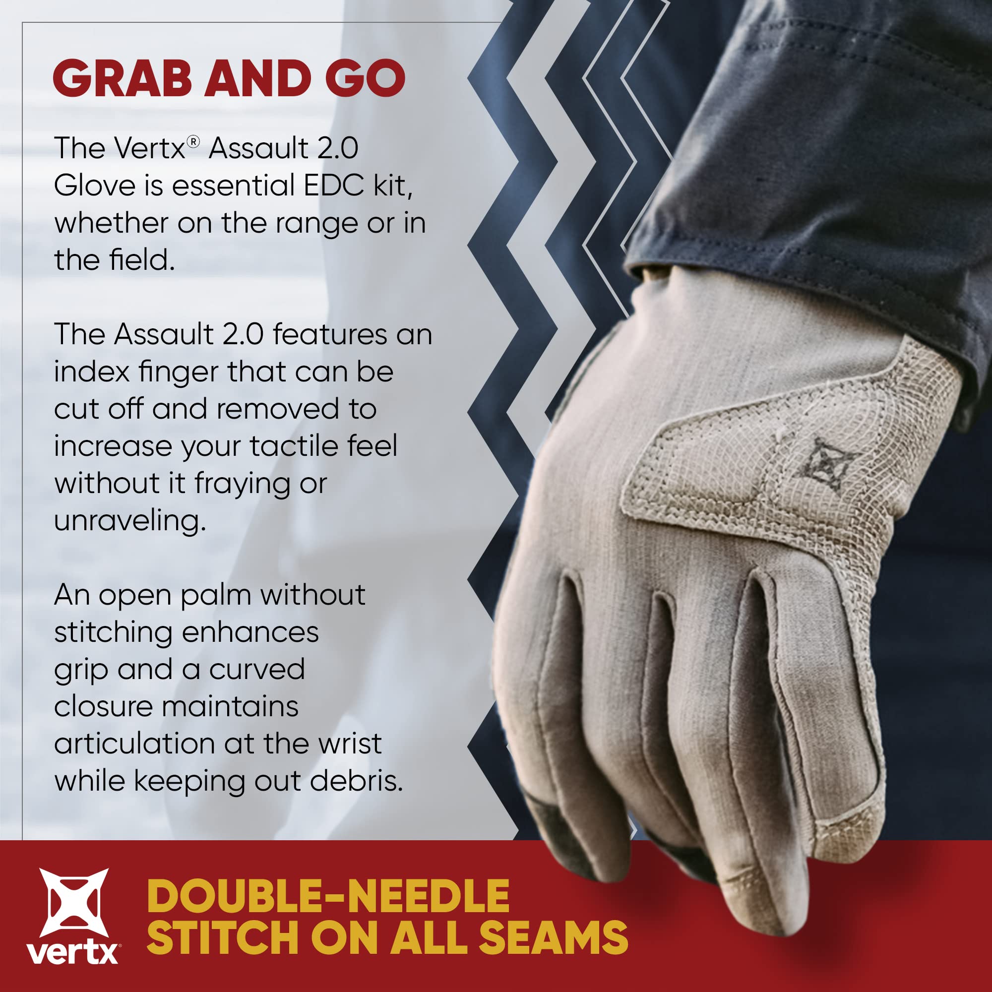 Vertx Mens Tactical Gloves, Breathable Shooting Glove for Hunting Gear Outdoor Survival, Touch Screen Compatible Leather Palm, Removable Index Finger, Ranger Green, Large