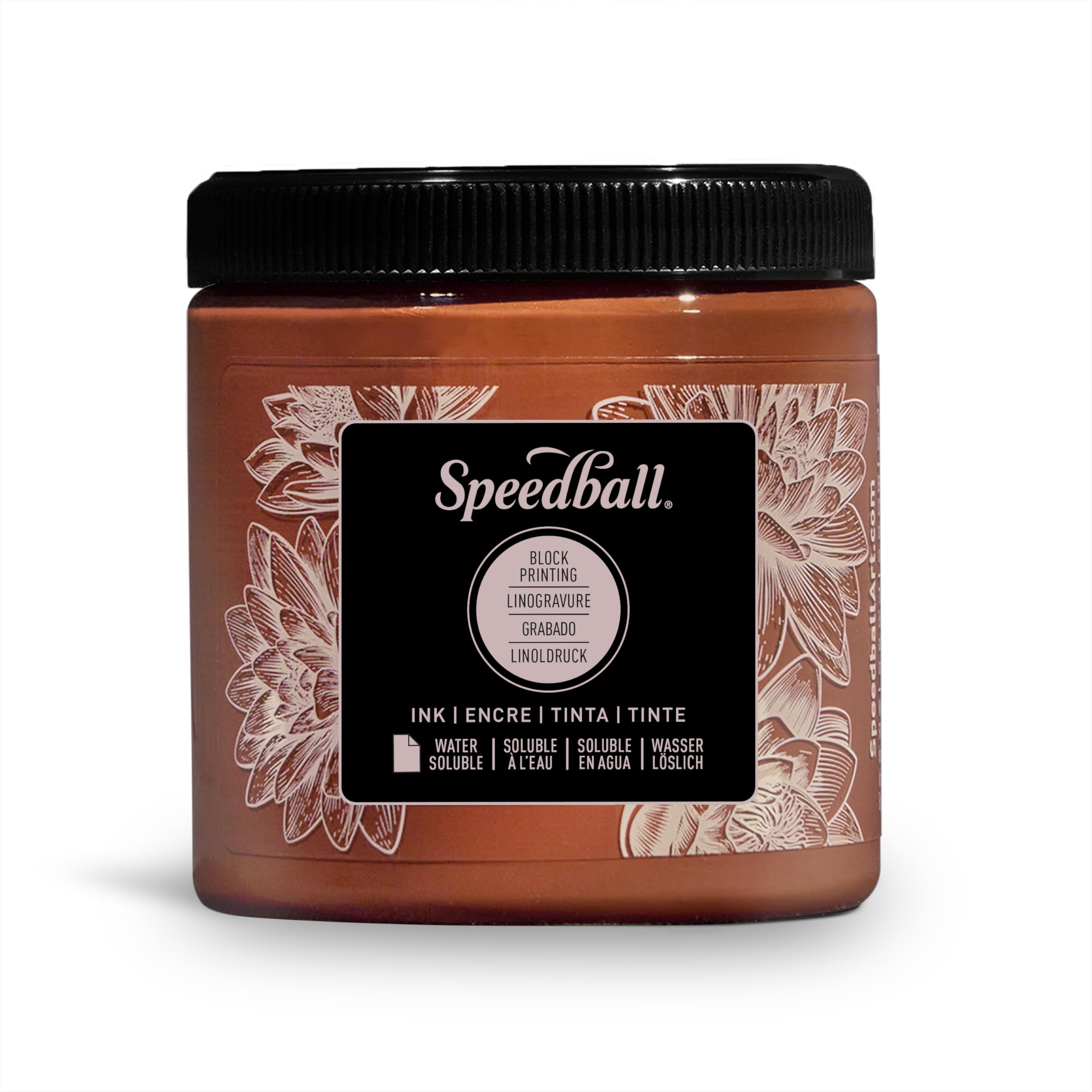 Speedball 3806 Water-Soluble Block Printing Ink – Bold Color With Satin Finish AP Certified Non-Toxic - 8 FL OZ, Brown