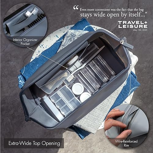 Miniatura 6 de LINE+ARC Kit Dopp de silicona fácil de limpiar (como se ve en glamour y GQ) apertura extra ancha antimanchas (bosque, 3.5 litros), juego de neceser