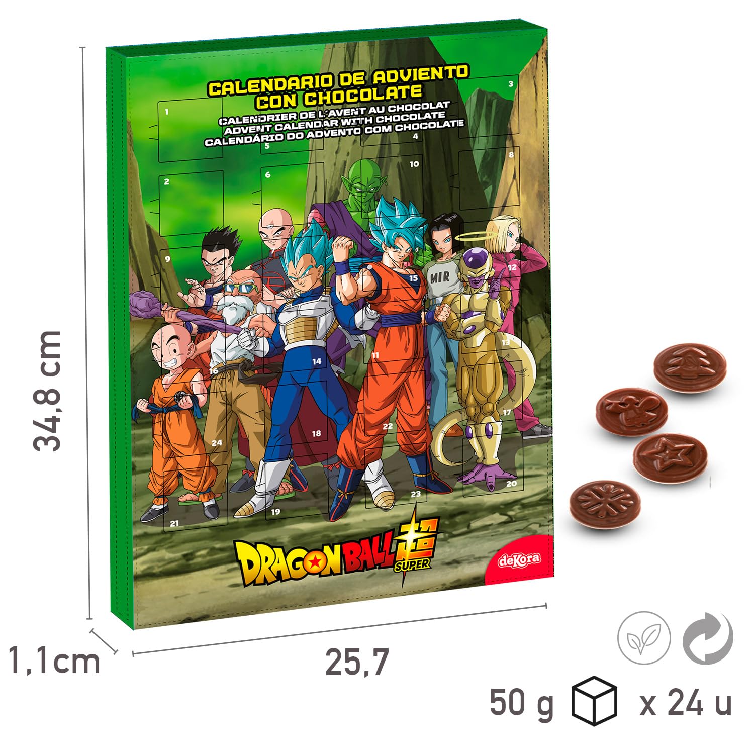 Dragon Ball Calendario de Adviento 24 chocolatinas chocolate con leche 50g Licencia oficial