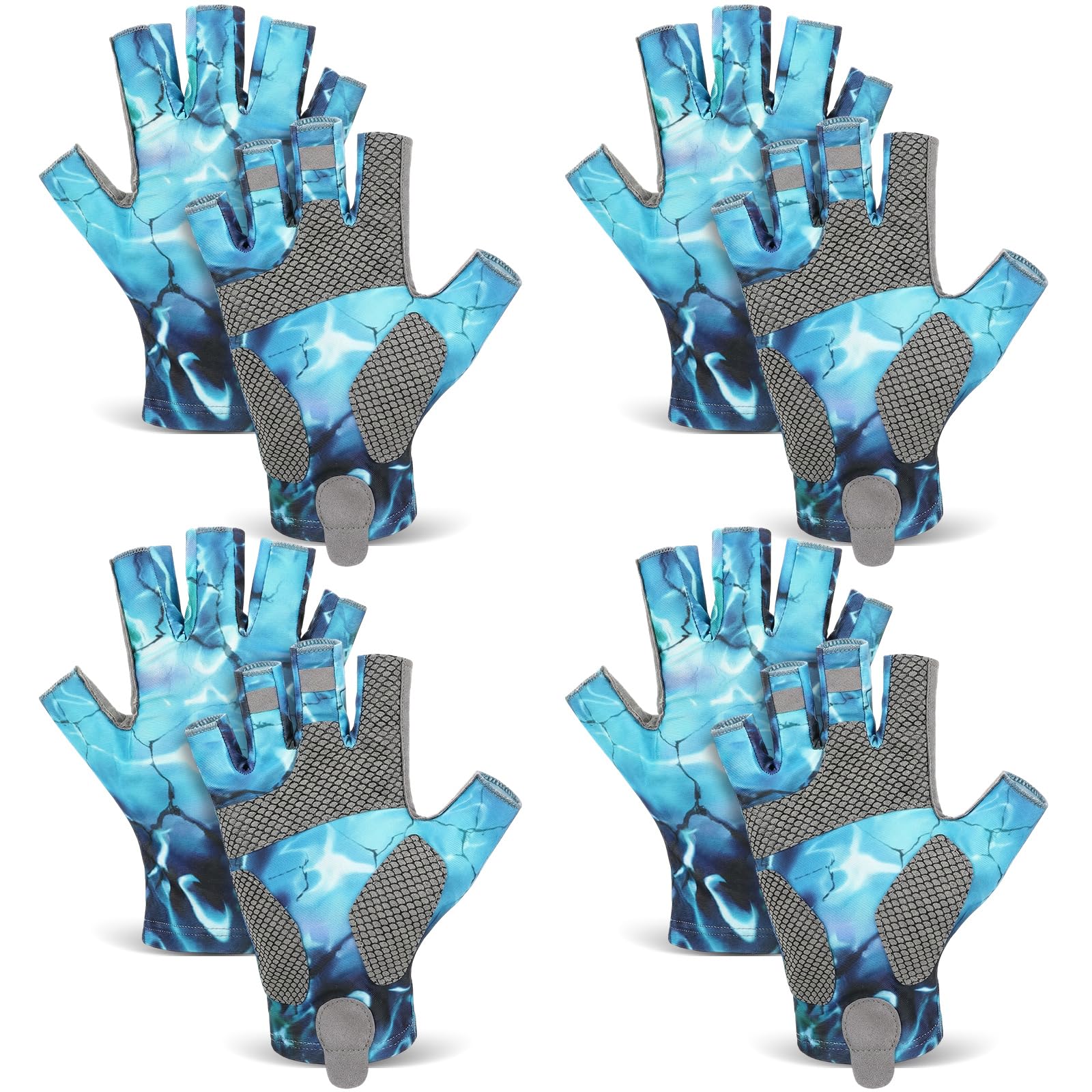 4 Pairs Fingerless Gloves Fishing Gloves, UPF 50+ Breathable, Quick-Drying Sun Protection for Men &amp; Women Anti-Slip for Fishing, Cycling