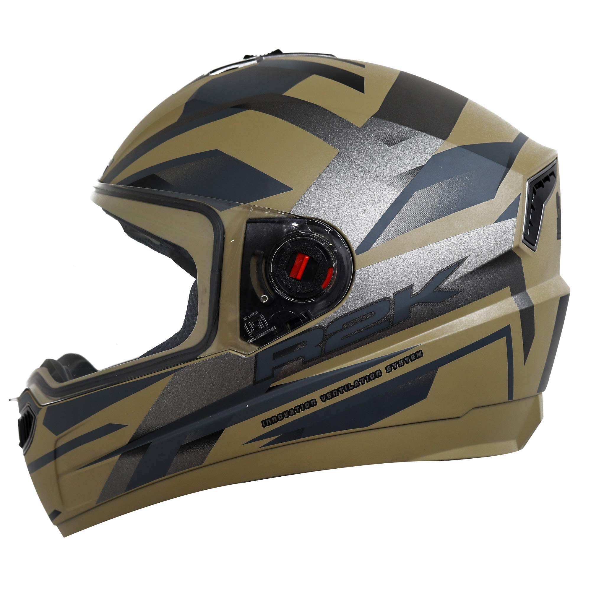 SBA-1 R2K ISI Certified Full Face Graphic Helmet in with Matt Finish and Clear Visor (M, Desert Storm Grey), Thermoplastic