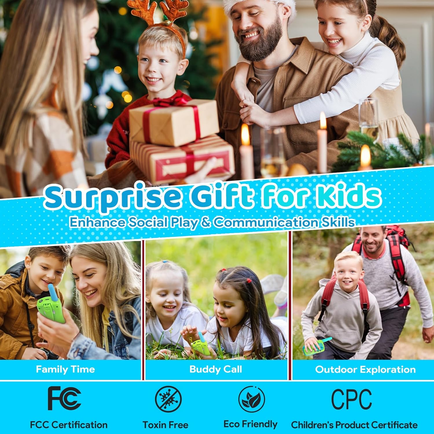 Vvinca Toys for Ages 5-7 Boys Girls, Rechargeable Walkie Talkies for Kids