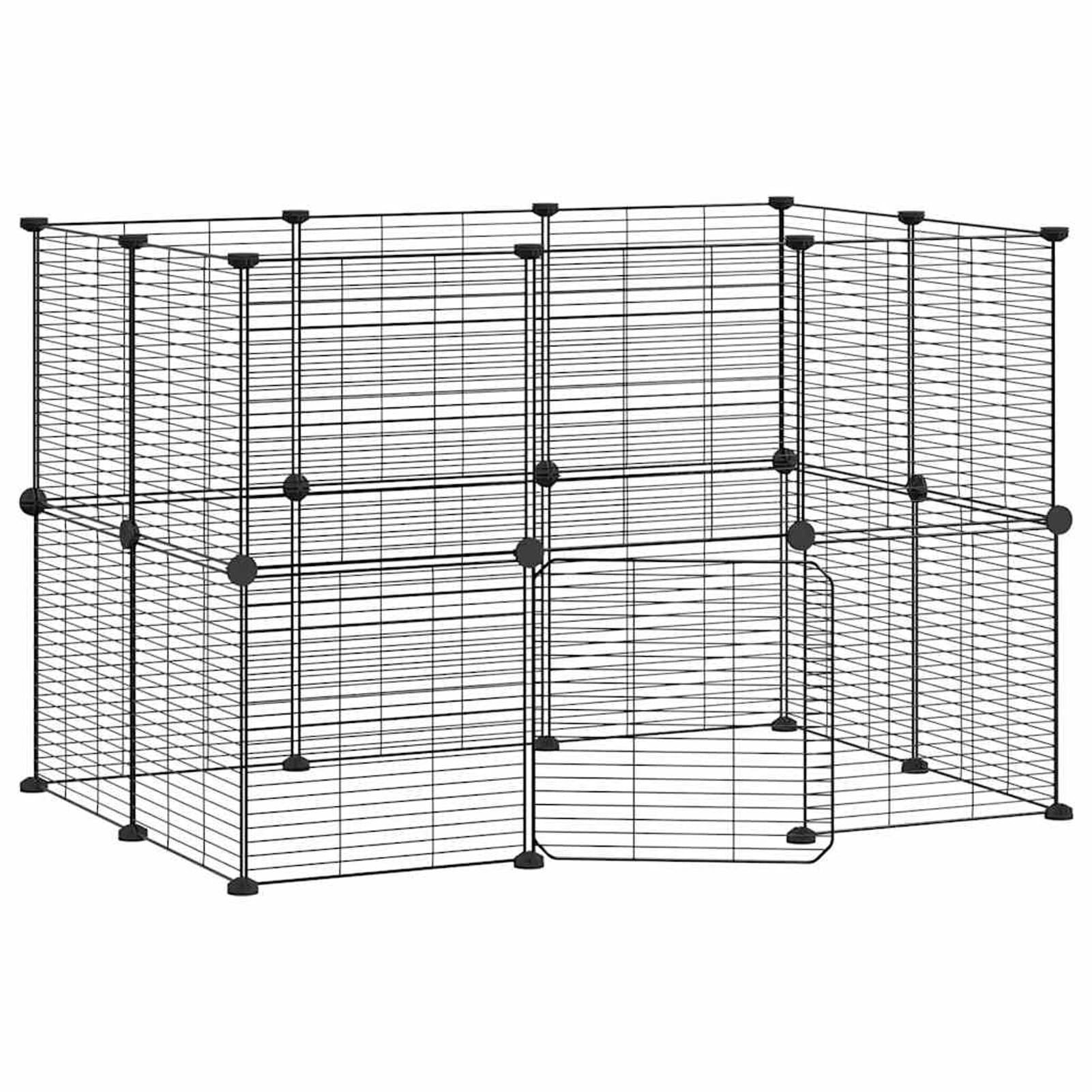 ShGaxin Jaula para Mascotas de 20 Paneles Puerta, Jaula Cobaya, Jaulas para Conejos, Recinto para Conejos, Valla para Mascotas, Parque para Conejos, Cosas para Conejos, Acero Negro 35x35 cm