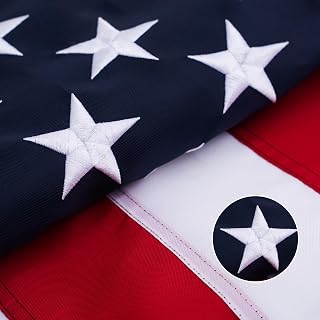 American Flags for Outside 3x5 Ft, Heavy Duty Outdoor US Flag with Waterproof Embroidered Stars, Sewn Stripes & Brass Grommets for High Wind, UV Fade Resistant - Amazon product rated Grade A