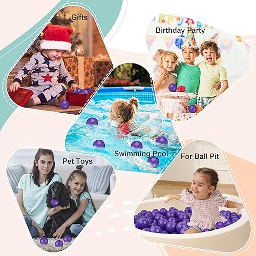 Miniatura 8 de 100 bolas de plástico sin BPA de 2.16 pulgadas, regalo ideal para niños pequeños, bebés, para interiores y exteriores, tienda de campaña