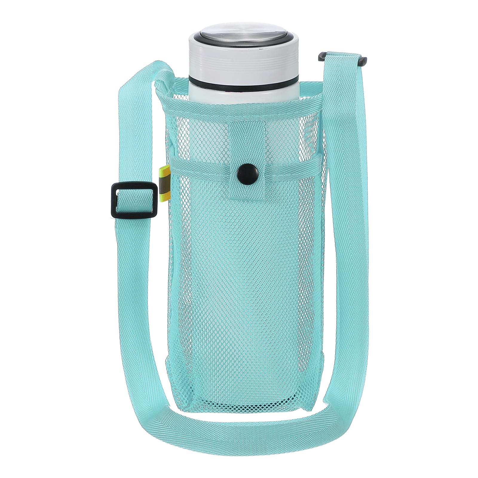 sourcing map Water Bottle Holder with Shoulder Strap, Mesh Water Bottle Sleeve Bag, Crossbody Bottles Carrier Sling Pouch for Hiking Gym Camping Walking Travel, Blue