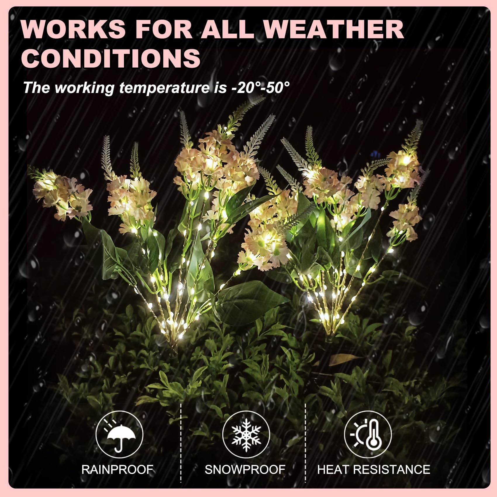 Useber Solar Flower Light Outdoor,2 Pack Garden Light Symbolizing Hope and Purity - Image 2