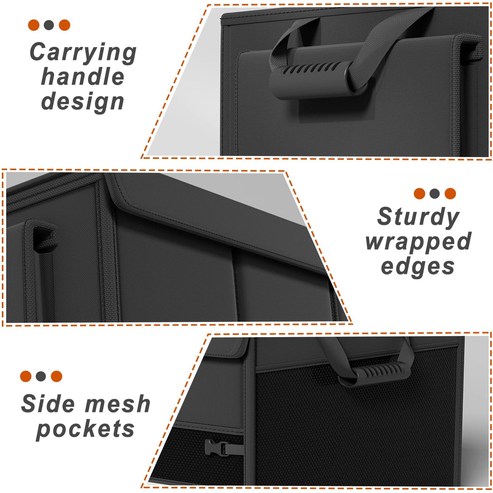 Organizador de maletero plegable con bolsa de carga impermeable, asas reforzadas para un almacenamiento eficiente, ideal para viajes y uso utilitario