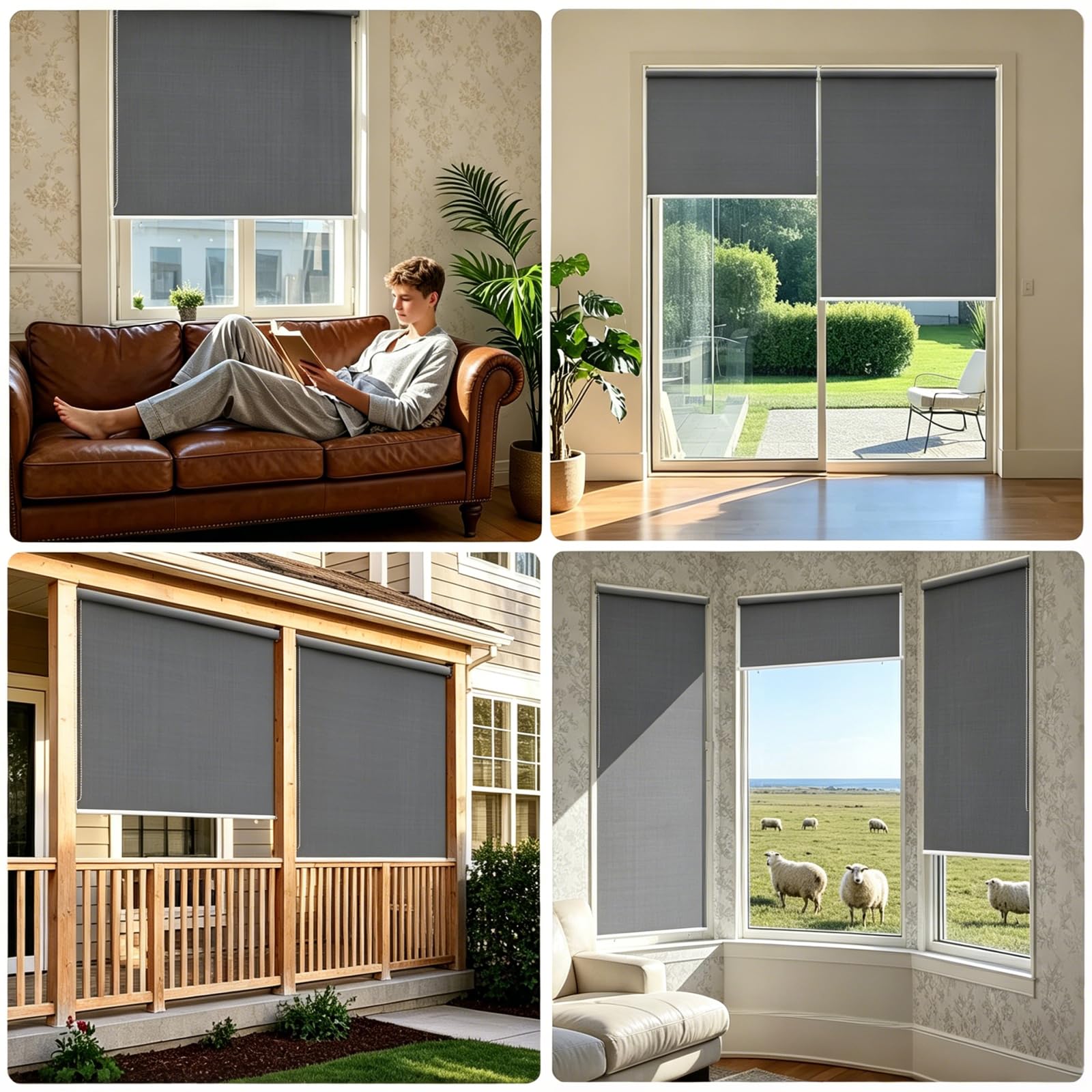 Store Enrouleur Occultant Thermique Isolant 140x240cm, Store Enrouleur Opaque de Protection Protection UV 50+, Stores Extérieur Solaire et Pare-Vue, pour Balcon Terrasse Jardin, Anthracite