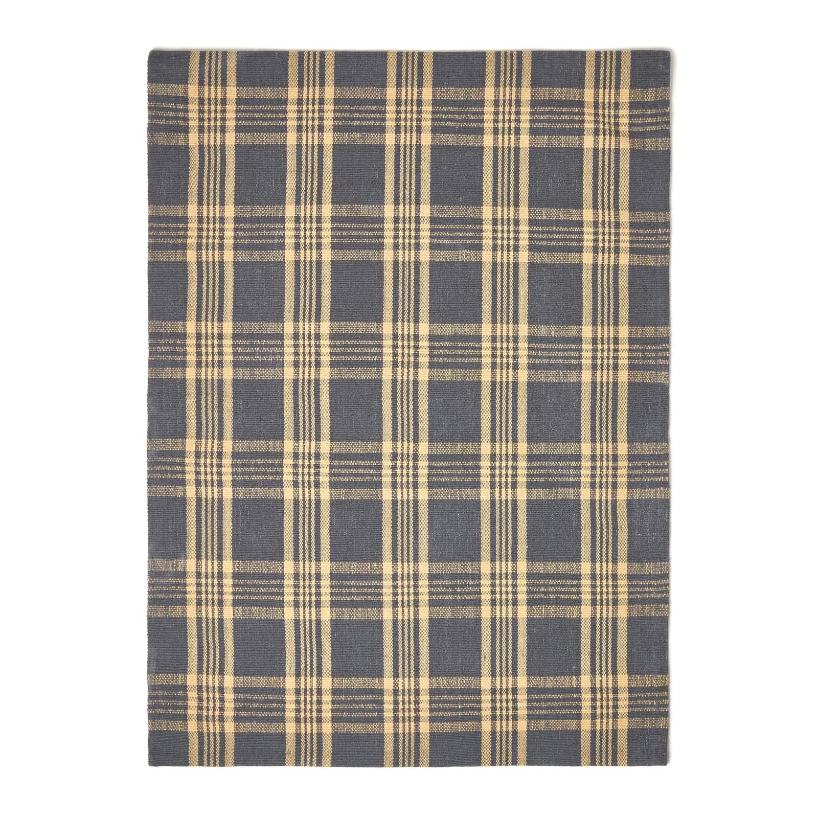 Homescapes Teppich Douglas mit traditionellem Tartan-Muster aus Schottland, Rutschfester Wollteppich 150 x 240 cm, grau-gelb Schottenkaro