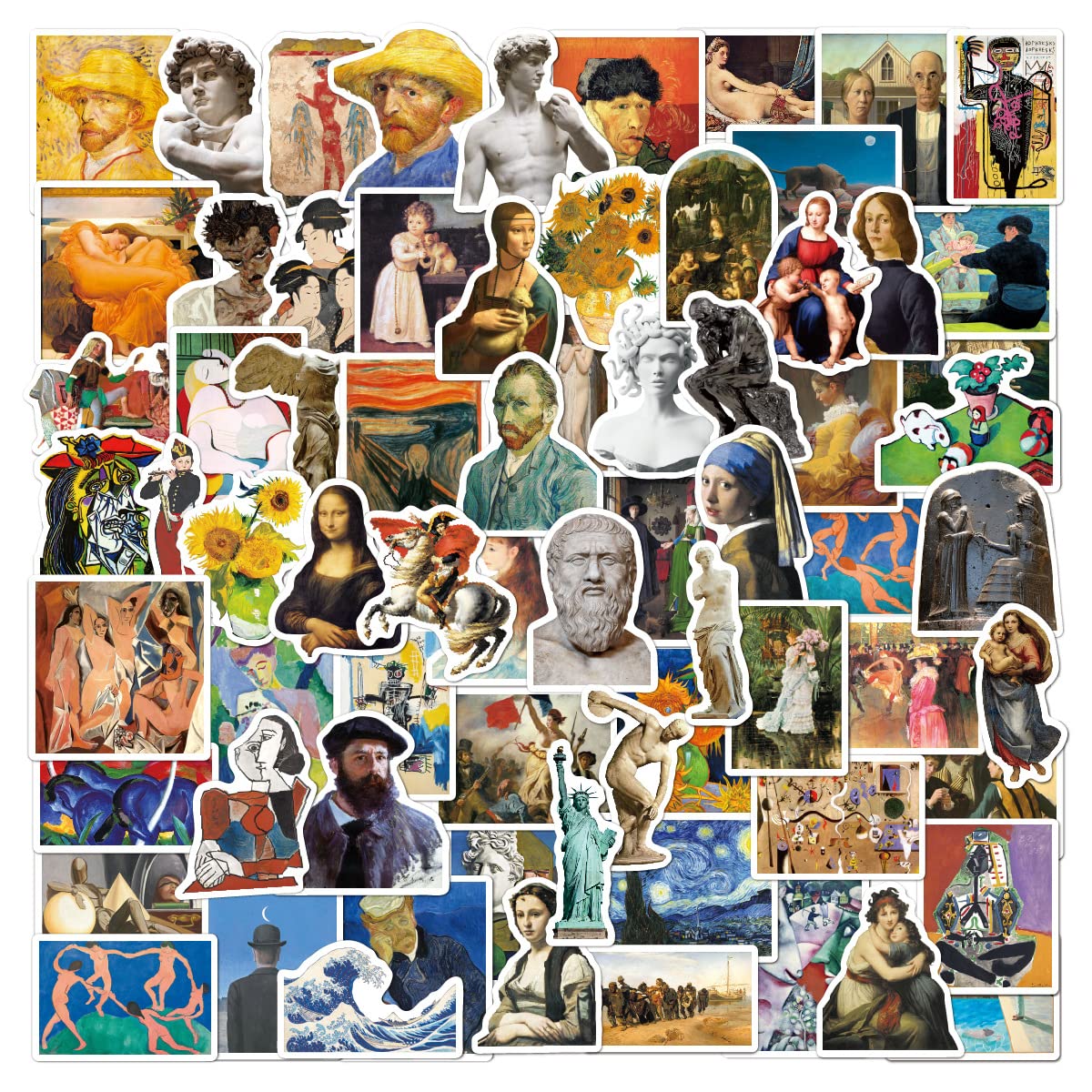 Renaissance Artist Stickers - 50 Pcs Vinyl Waterproof Vintage Oil Painting Art Stickers for Water Bottles,Laptops,Scrapbooks,Tumblers
