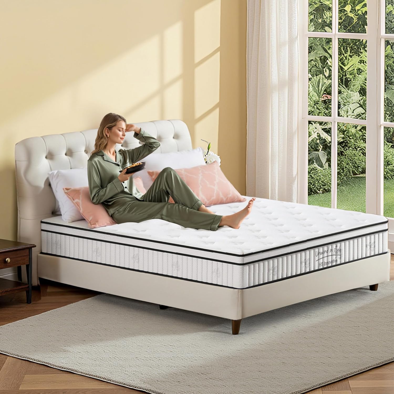 Product image of Queen Size Mattress, 10 Inch Medium Firm Foam Hybrid Mattress with Individual Pocket Springs for Motion Isolation & Edge Support, Mattress in A Box CertiPUR-US Certified