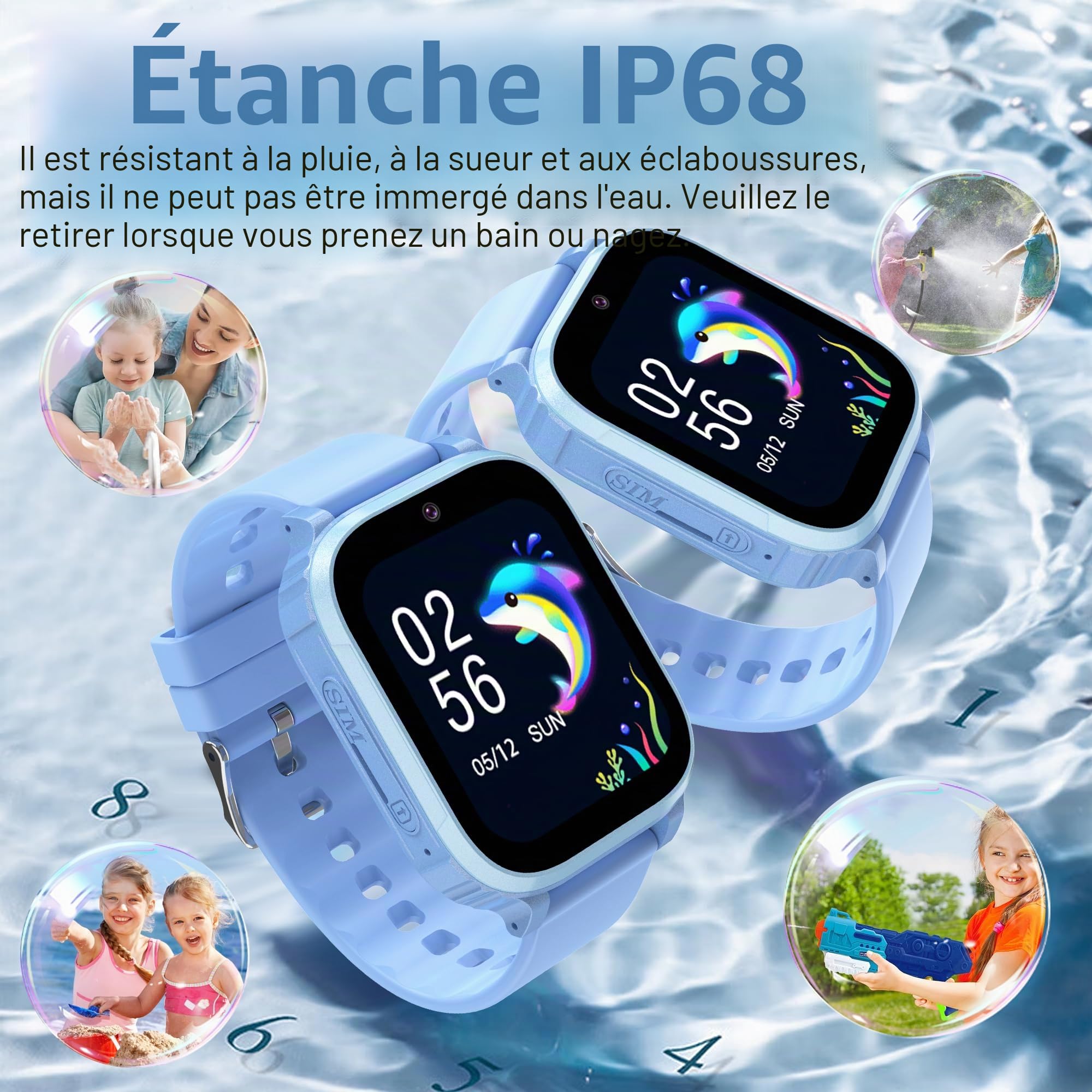 Montre Connectée Enfant 4G/GPS/WiFi/Appel Téléphone/Vidéo