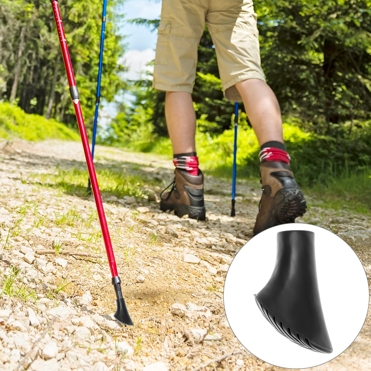 QWORK® 10 punte in gomma (diametro interno 10 mm) per bastoncini da nordic walking, migliore presa e resistenza all'usura