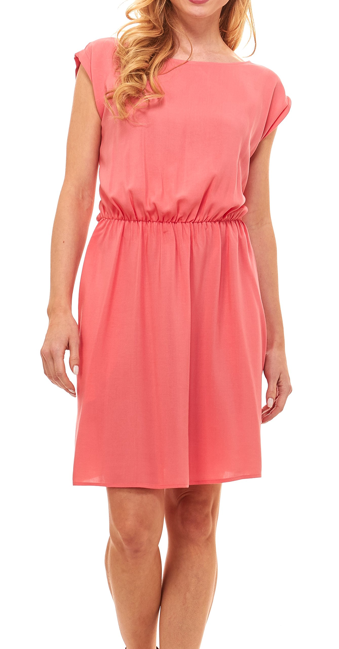 Womens Summer Dress - Floral Solid Casual Midi Dresses for Women with Pockets