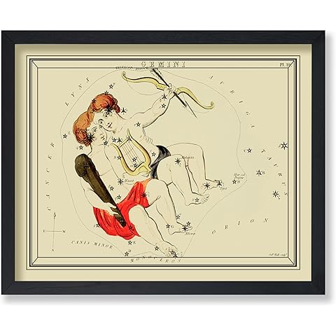 Monem Art Astrology Posters, Gemini Zodiac Constellation Poster, 8x10 Unframed Art Print, Great Vintage Zodiac Poster, Astrology and Aptitude Vintage Home Wall Decor for Astrology Enthusiasts