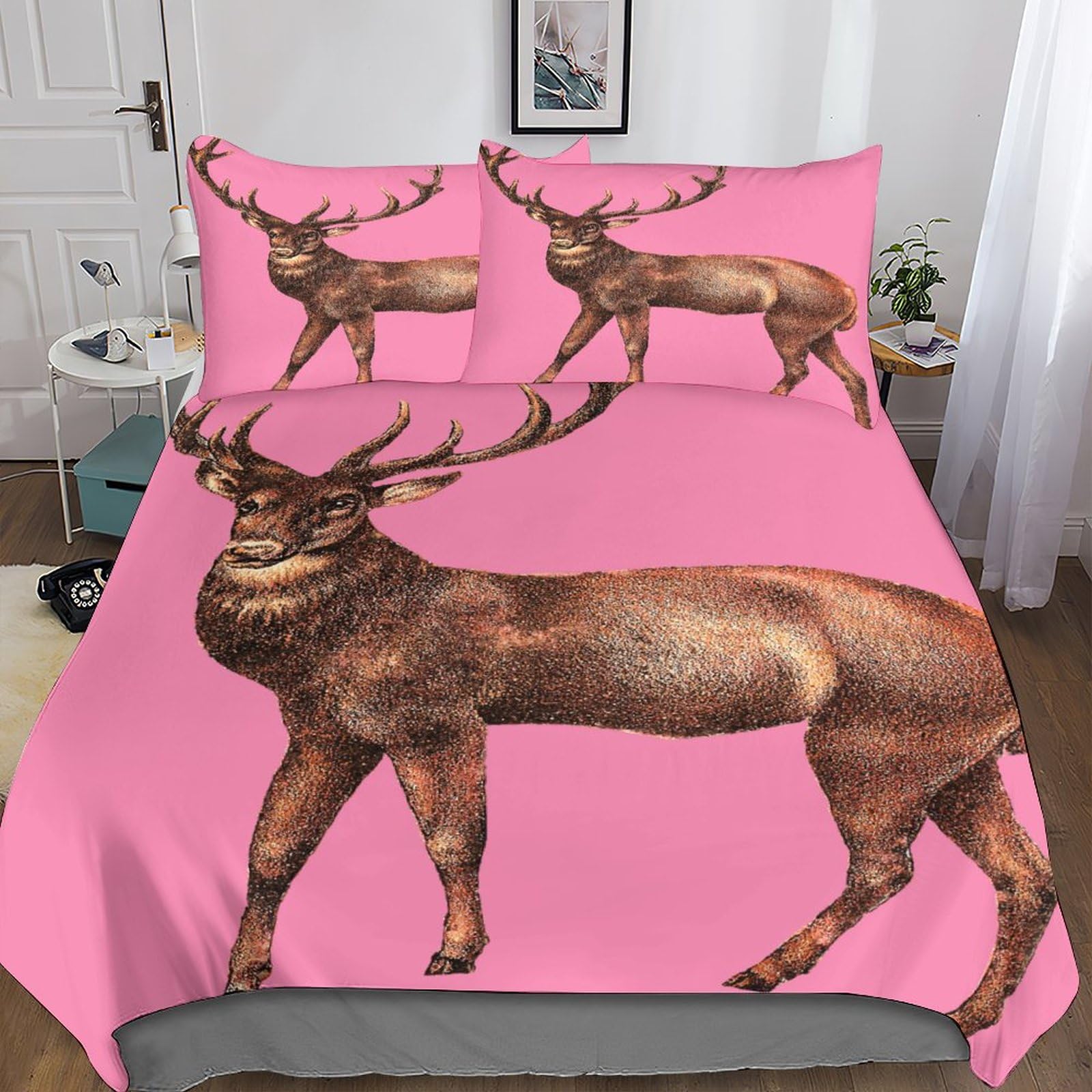 Parure de lit élan pour garçons avec housse de couette 200x200 et taie d'oreiller pour lit double