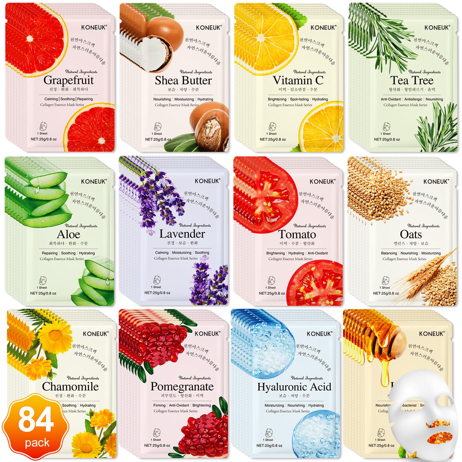 Amazon.com : KONEUK 84 Pack Collagen Face Masks Skincare for Women