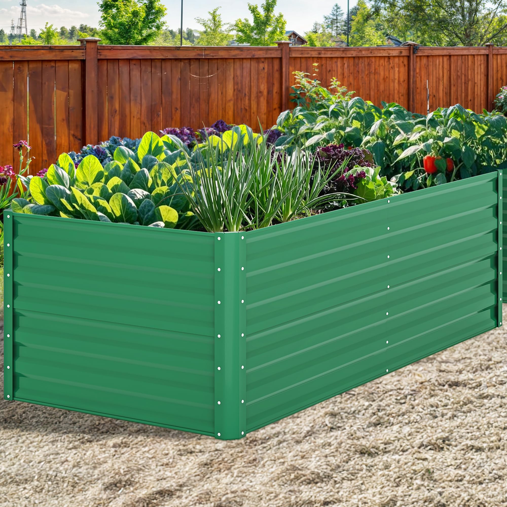 YITAHOME Galvanized Raised Garden Bed Kit, Green, 6x3x2ft