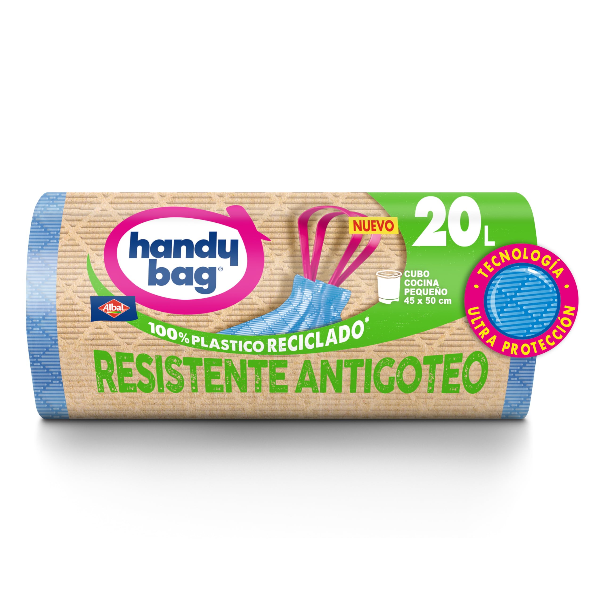 Handy Bag Sacs poubelle anti-goutte, 20 L, 15 sacs, 80% recyclés