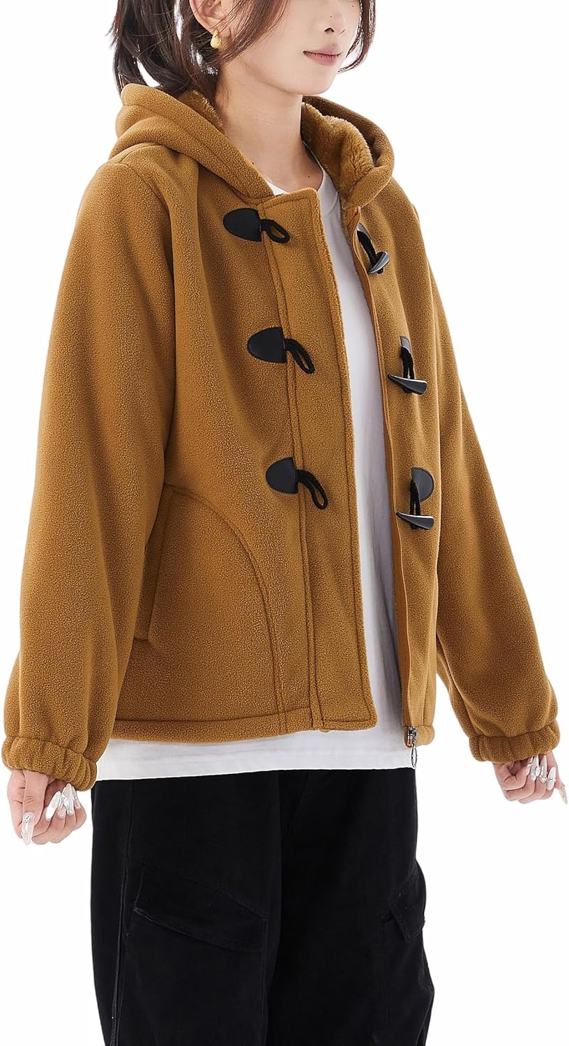 JiangWu Winter Coats for Women Full Zip Polar Fleece Jacket Sherpa Lined Outdoor Warm Coat - Image 5