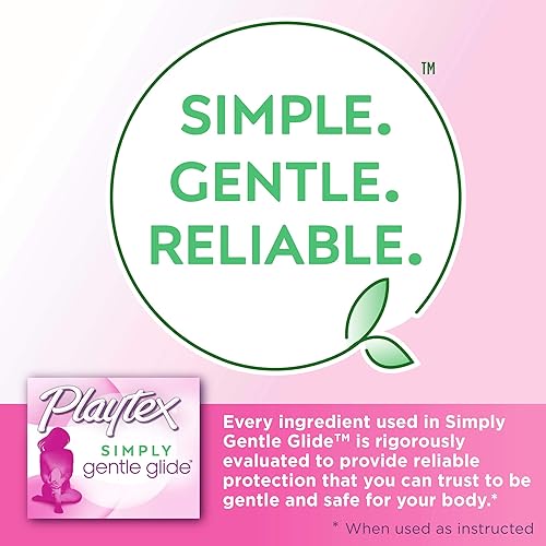 Miniatura 7 de Playtex Simply Gentle Glide Tampones, paquete múltiple (18 unidades regular/18 ct súper absorbencia), sin fragancia, 36 unidades