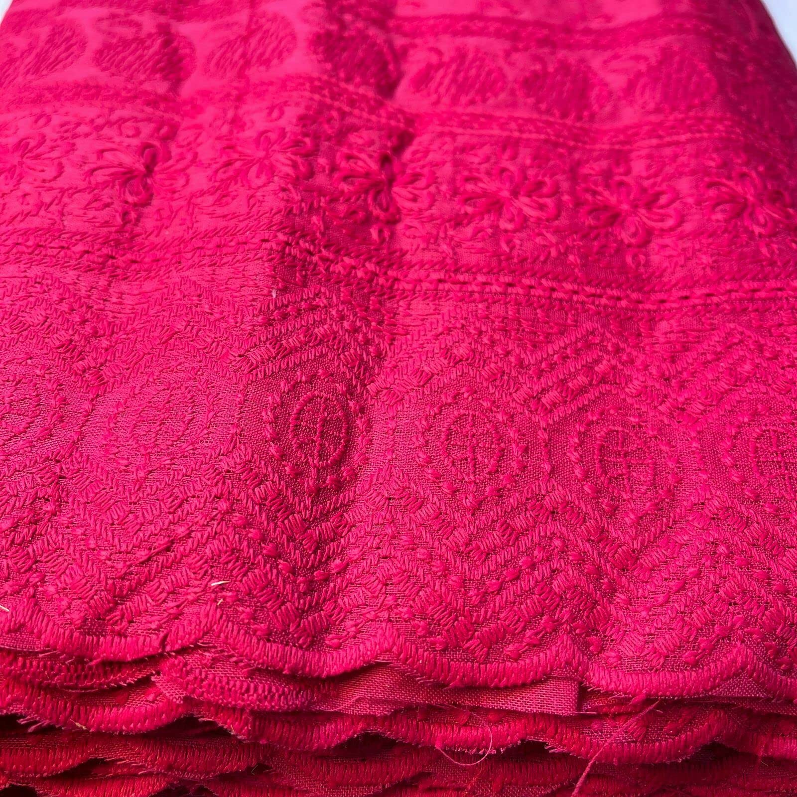 Schiffly 100% Cotton Lawn Broderie Anglaise Embroidery Dress Craft Fabric 44" (1 Meter, Hot Pink) - Image 3