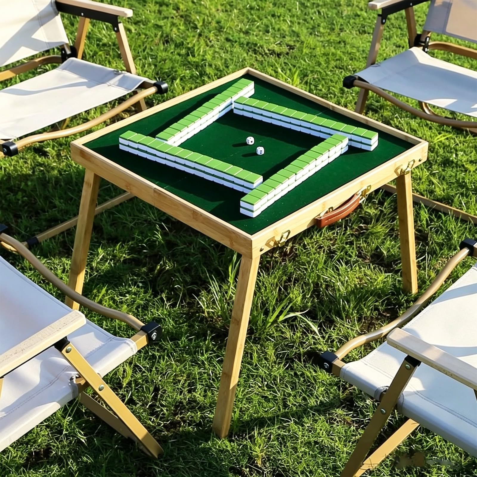 Mesa Plegable De Madera Portátil para Mahjong, Incluye Bolsa De Almacenamiento, Regla Y Dados para Uso Doméstico Y Recreativo Al Aire Libre. Superficie Fácil De Limpiar para El Hogar O Noches De