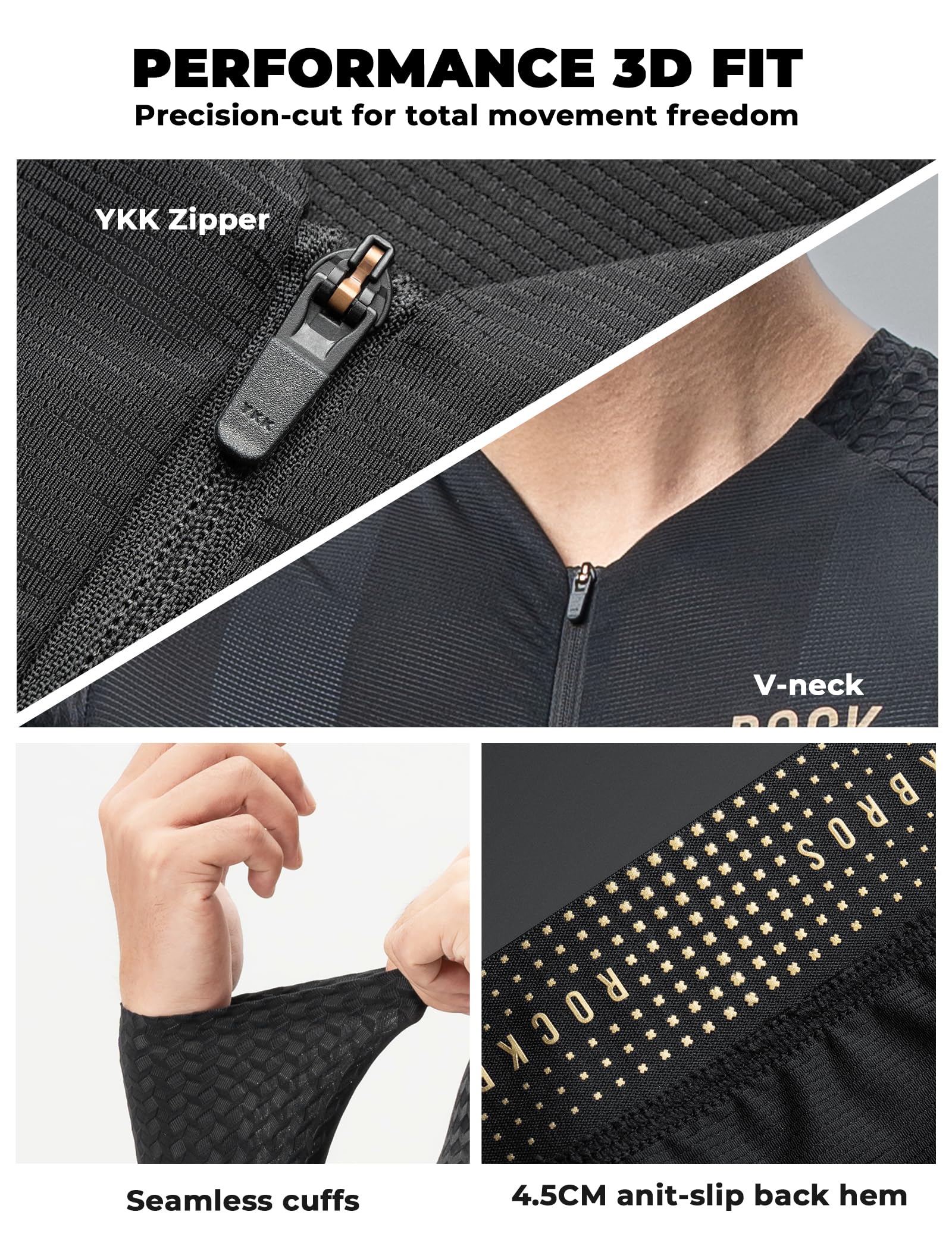 ROCKBROS Fahrradtrikot Langarm Herren, Atmungsaktiv Schnell Trocknend Fahrradbekleidung Mit 3 Rückentaschen und Reflektierenden Details, Leichtes Radtrikot für Rennrad und MTB