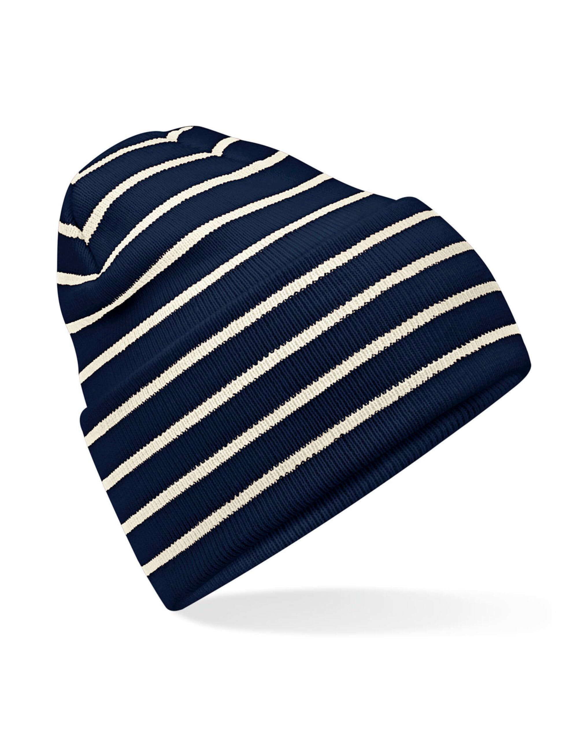 4Sp Unisex Navy/White 4Sp®Original Deep Cuffed Striped Beanie Hat (Uk, Alpha, One Size, )
