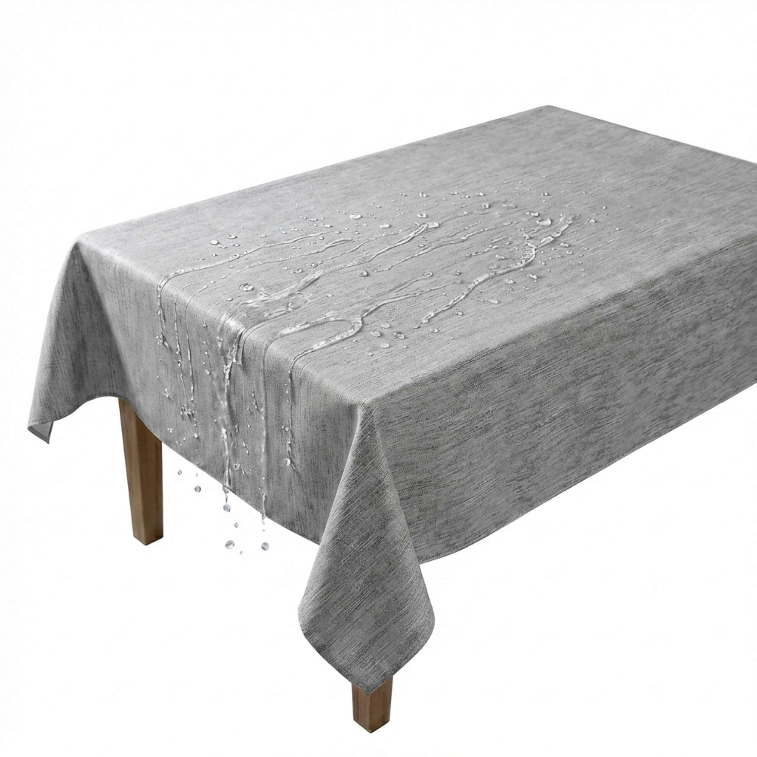 Artwelt Wachstuchtischdecke Abwaschbar PVC Wachstischdecke in Wasserabweisend Gartentischdecke Wetterfest Outdoor Balkon (210X140cm, Silver Grey)