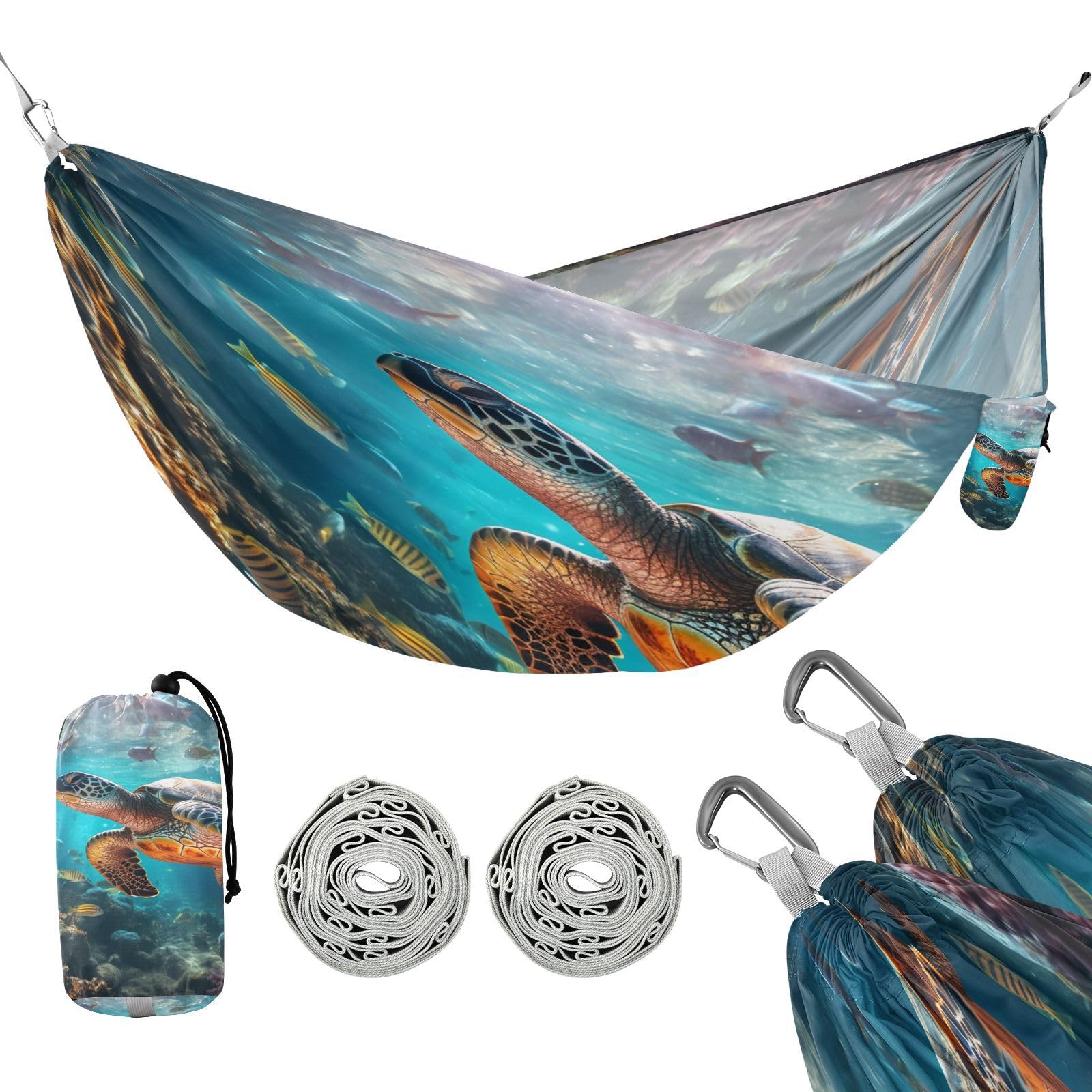 Simpatiche Tartarughe Marine Di Arte Pastello Amaca Portatile per Campeggio,Leggera, Perfetta per Esterni,Escursioni,Spiaggia e Viaggi